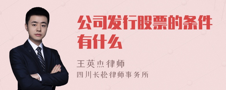 公司发行股票的条件有什么