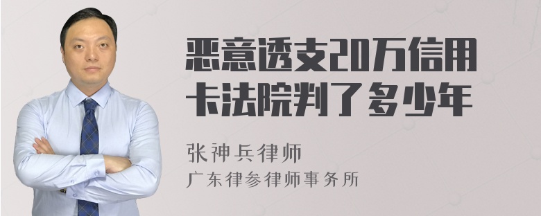 恶意透支20万信用卡法院判了多少年