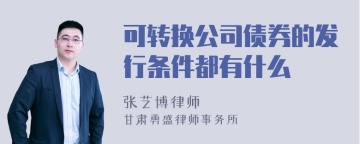 可转换公司债券的发行条件都有什么