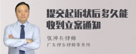 提交起诉状后多久能收到立案通知