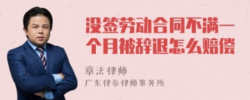 没签劳动合同不满一个月被辞退怎么赔偿