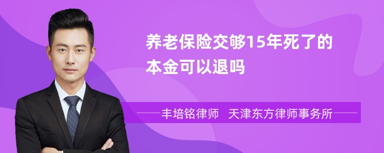 养老保险交够15年死了的本金可以退吗