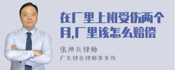 在厂里上班受伤两个月,厂里该怎么赔偿