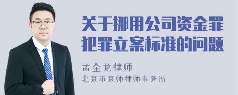 关于挪用公司资金罪犯罪立案标准的问题