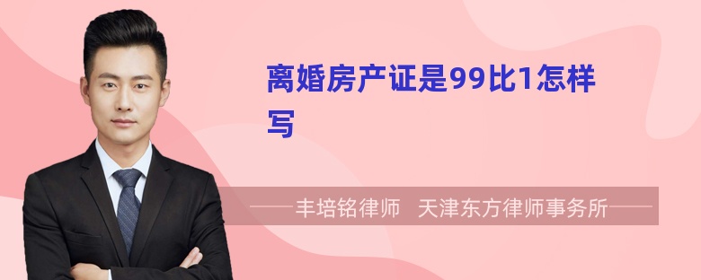 离婚房产证是99比1怎样写