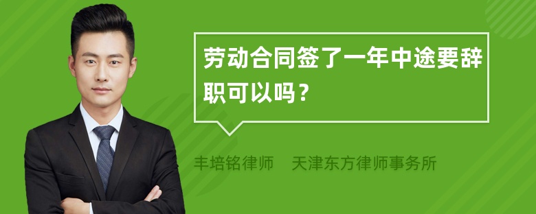 劳动合同签了一年中途要辞职可以吗？