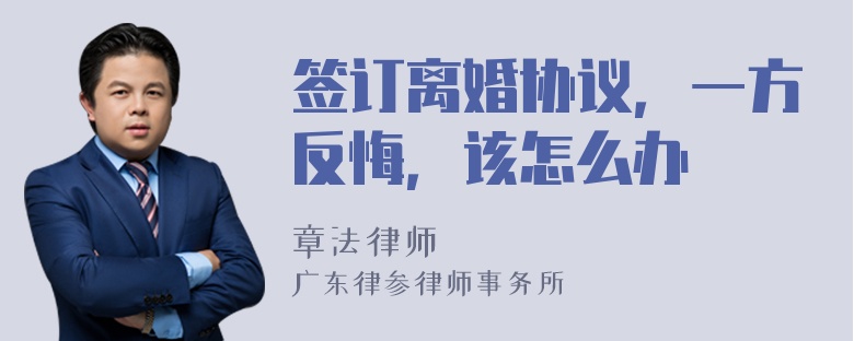 签订离婚协议，一方反悔，该怎么办