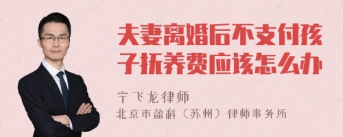 夫妻离婚后不支付孩子抚养费应该怎么办