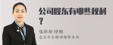 公司股东有哪些权利？