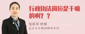 行政执法岗位是干嘛的啊? ？