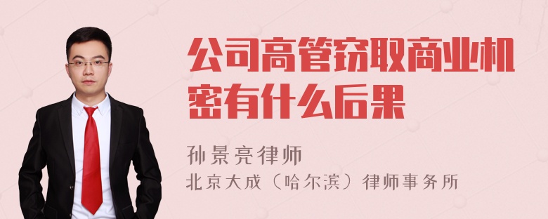 公司高管窃取商业机密有什么后果