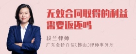 无效合同取得的利益需要返还吗