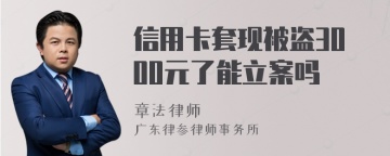 信用卡套现被盗3000元了能立案吗