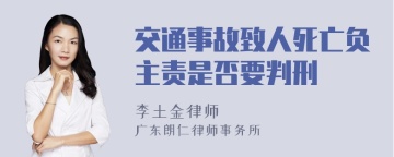 交通事故致人死亡负主责是否要判刑