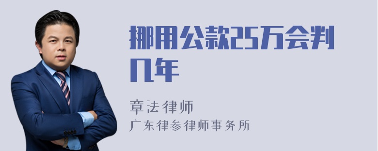 挪用公款25万会判几年