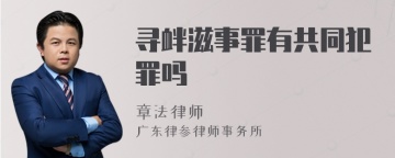 寻衅滋事罪有共同犯罪吗