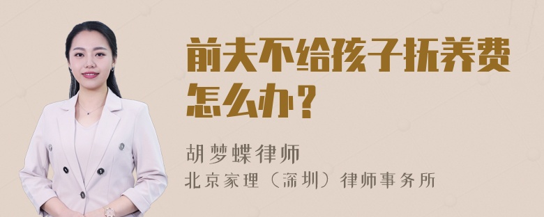 前夫不给孩子抚养费怎么办？