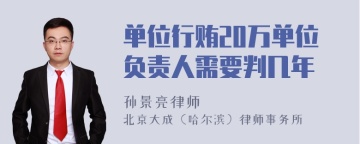 单位行贿20万单位负责人需要判几年