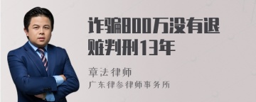 诈骗800万没有退赃判刑13年