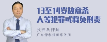 13至14岁故意杀人等犯罪或将负刑责