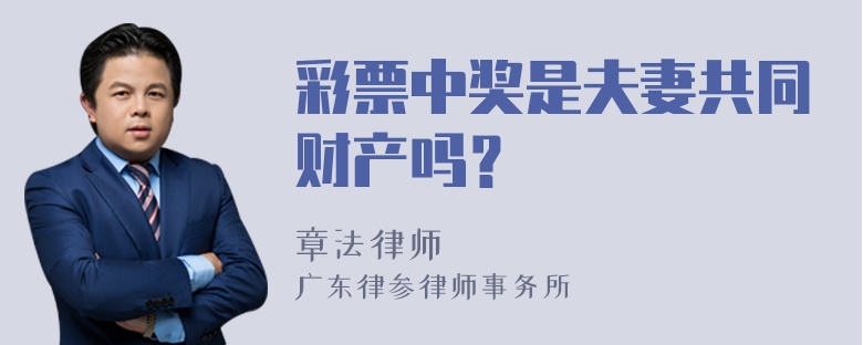 彩票中奖是夫妻共同财产吗？