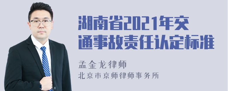 湖南省2021年交通事故责任认定标准