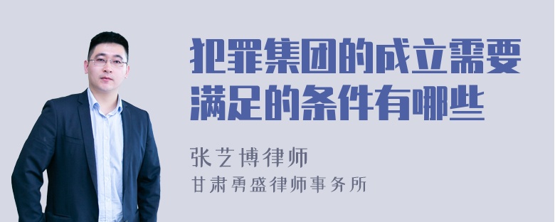 犯罪集团的成立需要满足的条件有哪些