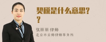 契税是什么意思? ？