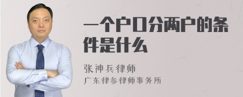 一个户口分两户的条件是什么