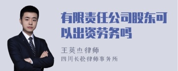 有限责任公司股东可以出资劳务吗