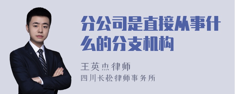 分公司是直接从事什么的分支机构