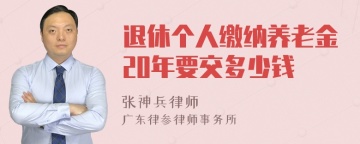 退休个人缴纳养老金20年要交多少钱