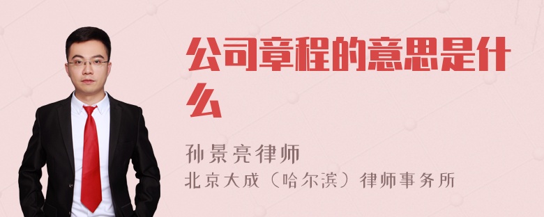 公司章程的意思是什么