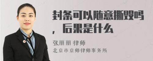 封条可以随意撕毁吗，后果是什么