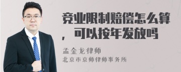 竞业限制赔偿怎么算，可以按年发放吗