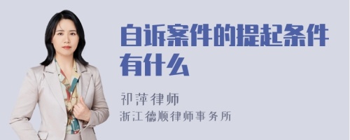 自诉案件的提起条件有什么