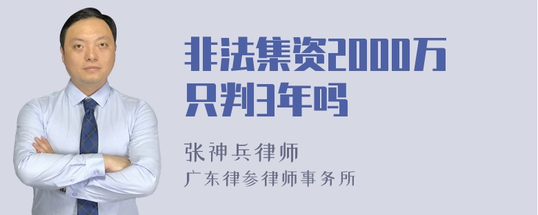 非法集资2000万只判3年吗