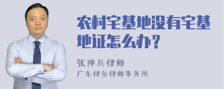 农村宅基地没有宅基地证怎么办？