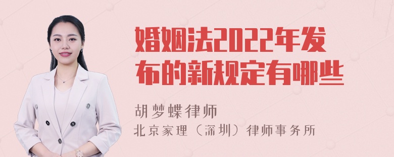 婚姻法2022年发布的新规定有哪些