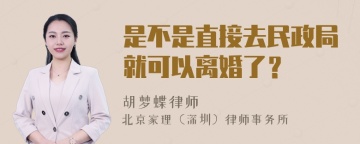 是不是直接去民政局就可以离婚了？