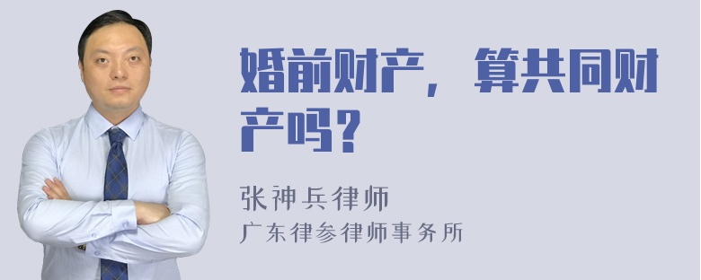 婚前财产，算共同财产吗？