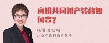 离婚共同财产转移如何查？