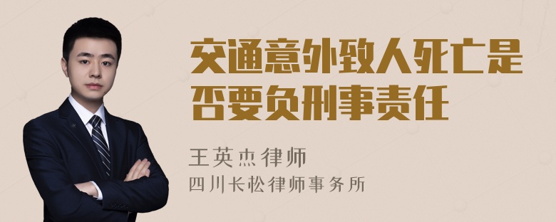 交通意外致人死亡是否要负刑事责任