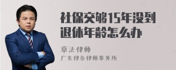 社保交够15年没到退休年龄怎么办