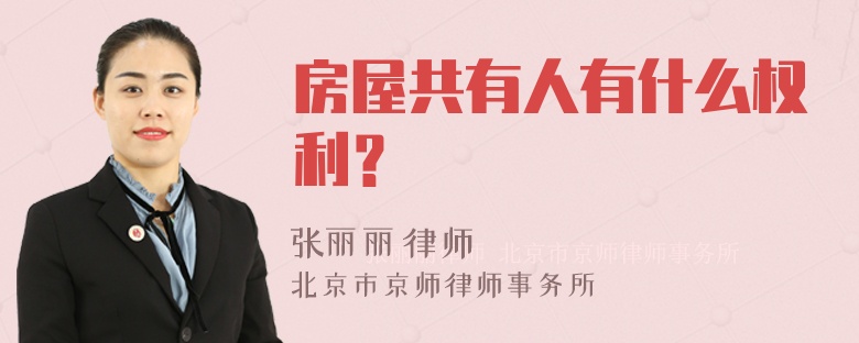 房屋共有人有什么权利？