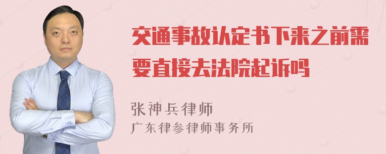 交通事故认定书下来之前需要直接去法院起诉吗