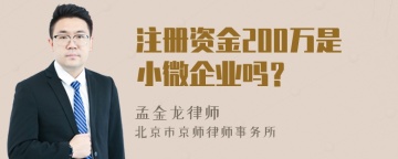 注册资金200万是小微企业吗？