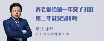 养老保险第一年交了300第二年能交500吗