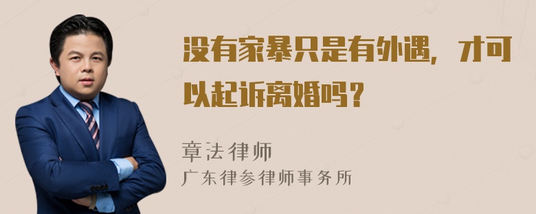 没有家暴只是有外遇，才可以起诉离婚吗？