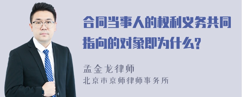 合同当事人的权利义务共同指向的对象即为什么?